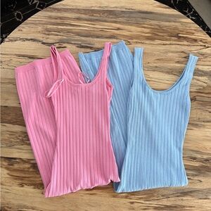 NWOT Ribbed Pink and Blue Tank Dress Bundle